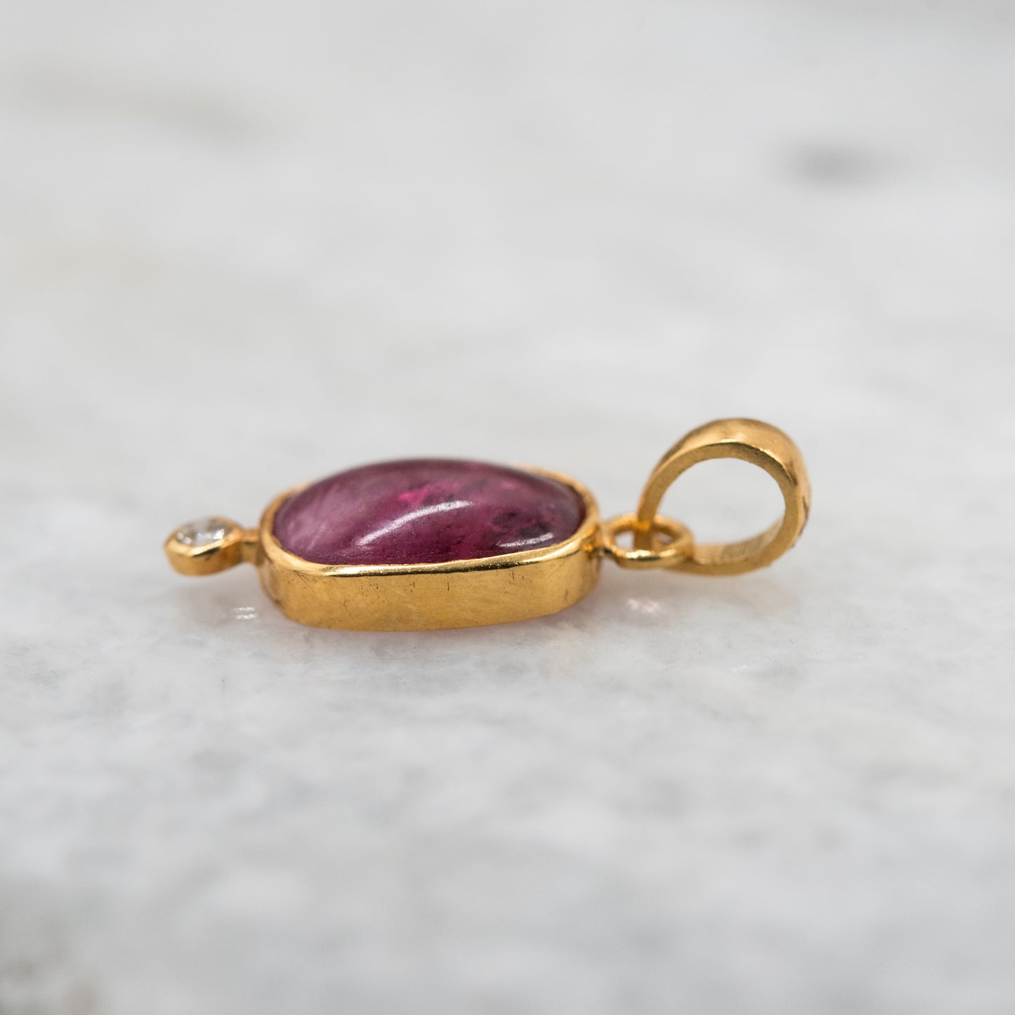 14 Karat Gold | Pink Tourmaline & Diamond Pendant