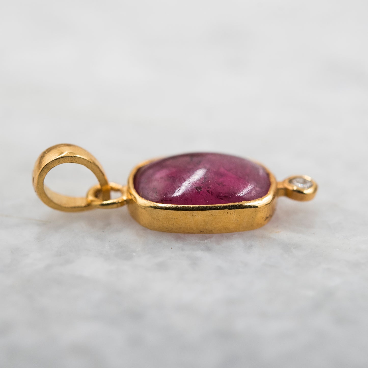 14 Karat Gold | Pink Tourmaline & Diamond Pendant