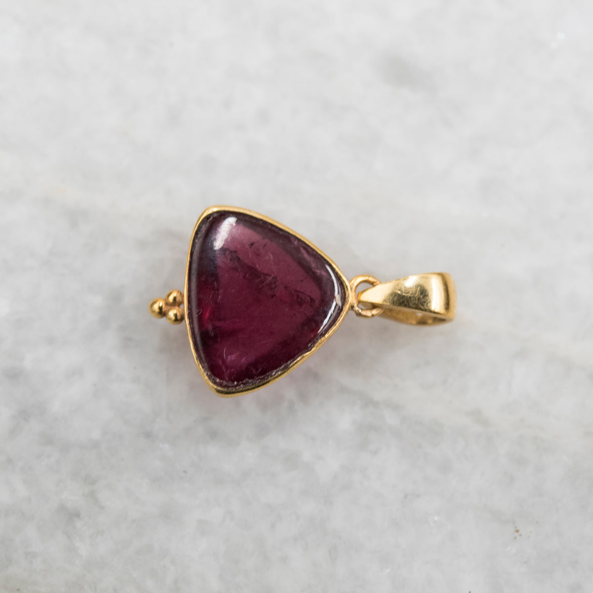 14 Karat Gold | Pink Tourmaline Trillion w/ Diamond Pendant