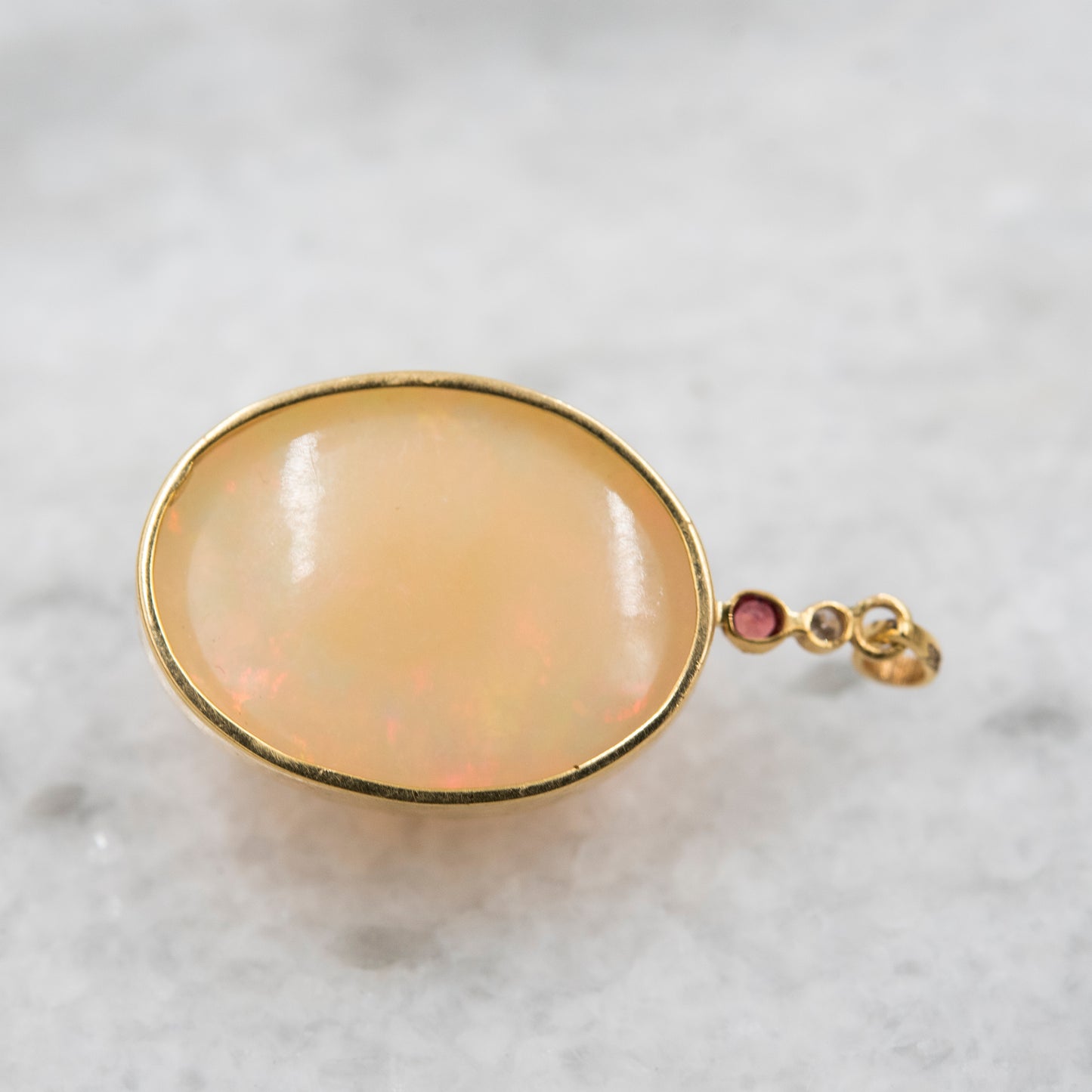 14 Karat Gold | XXL Ethiopian Opal w/ Diamond and Ruby Pendant