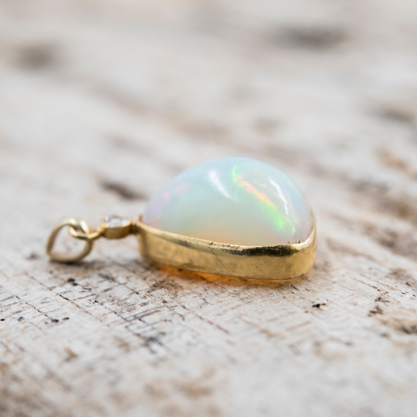 14 Karat Gold | Ethiopian Opal & Diamond Pendant