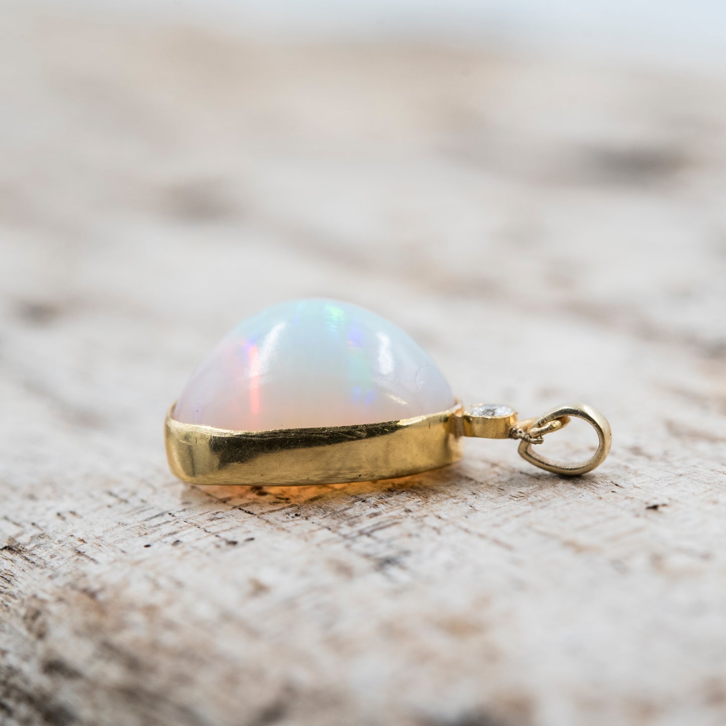 14 Karat Gold | Ethiopian Opal & Diamond Pendant