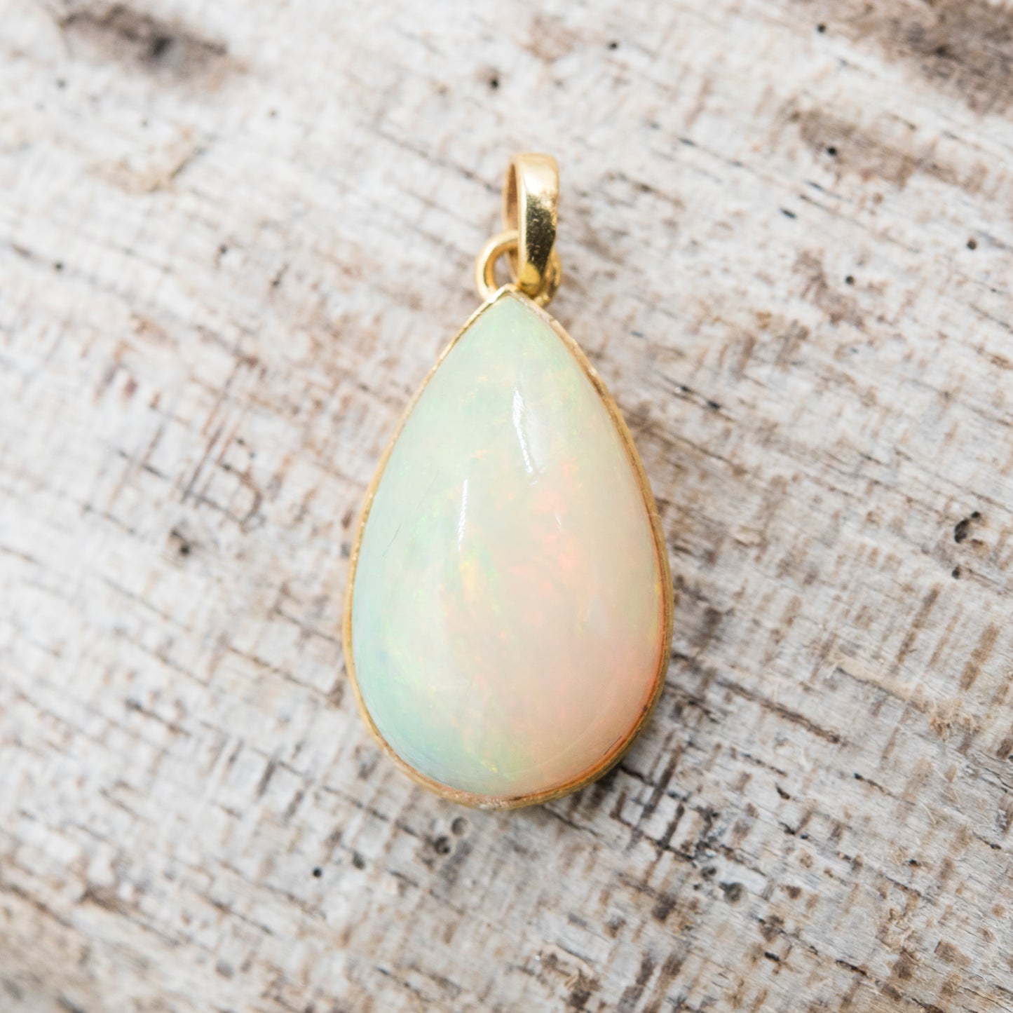 14 Karat Gold | Ethiopian Opal Teardrop Pendant