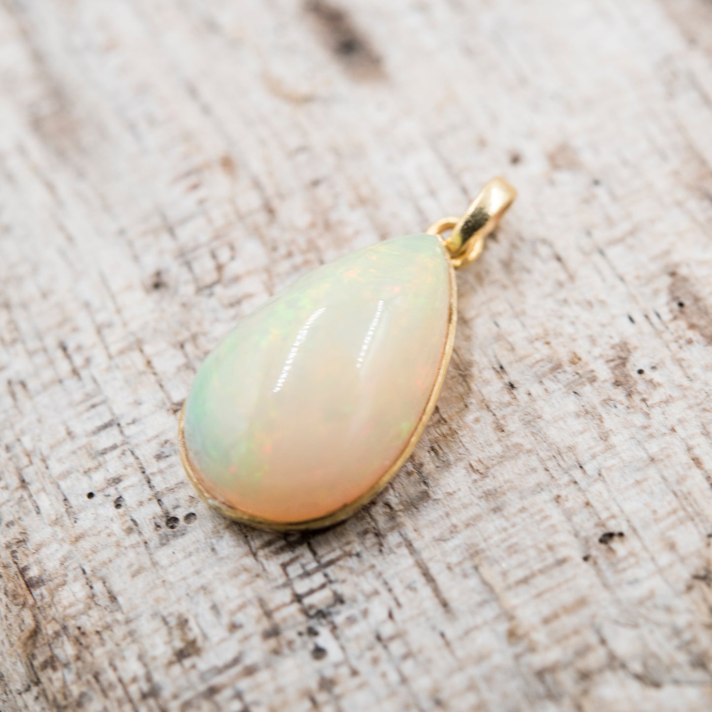 14 Karat Gold | Ethiopian Opal Teardrop Pendant