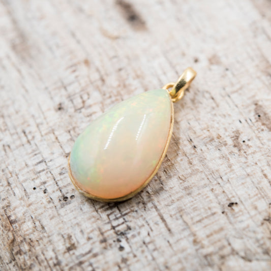 14 Karat Gold | Ethiopian Opal Teardrop Pendant