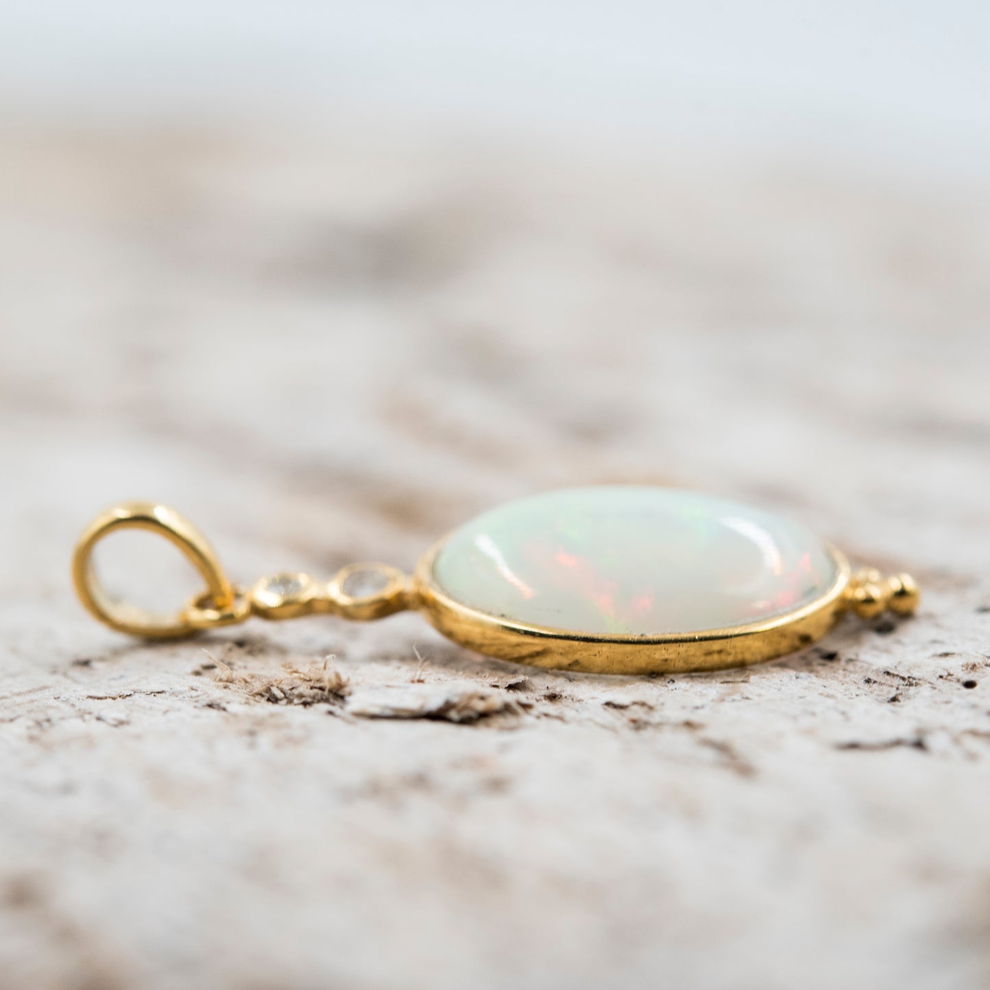 14 Karat Gold | Ethiopian Opal & Diamond Pendant