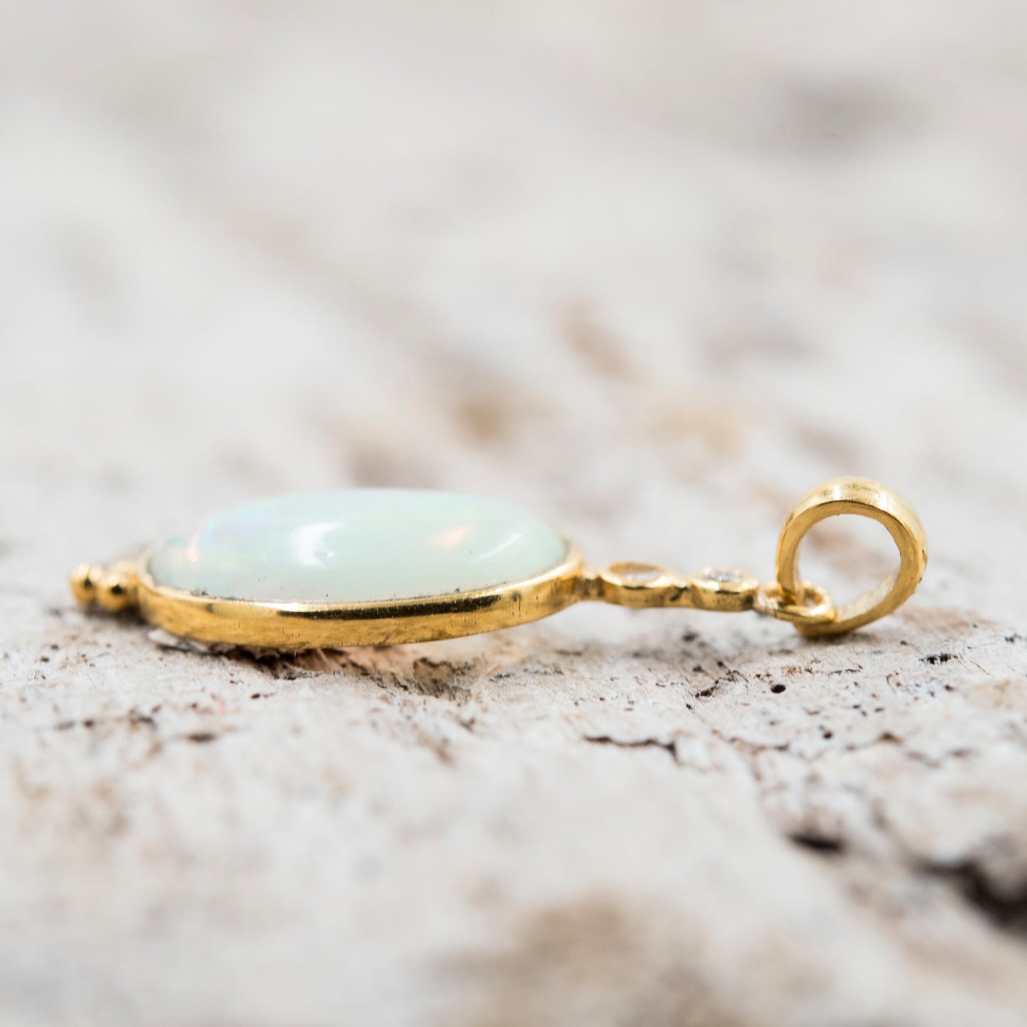 14 Karat Gold | Ethiopian Opal & Diamond Pendant