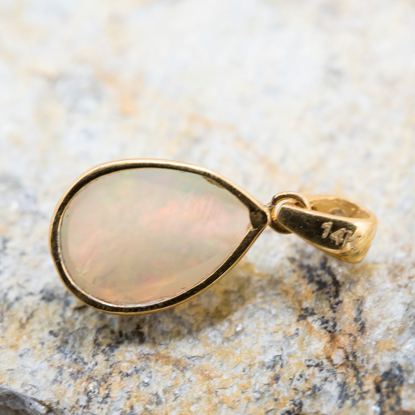 14 Karat Gold | Ethiopian Opal & Diamond Pendant
