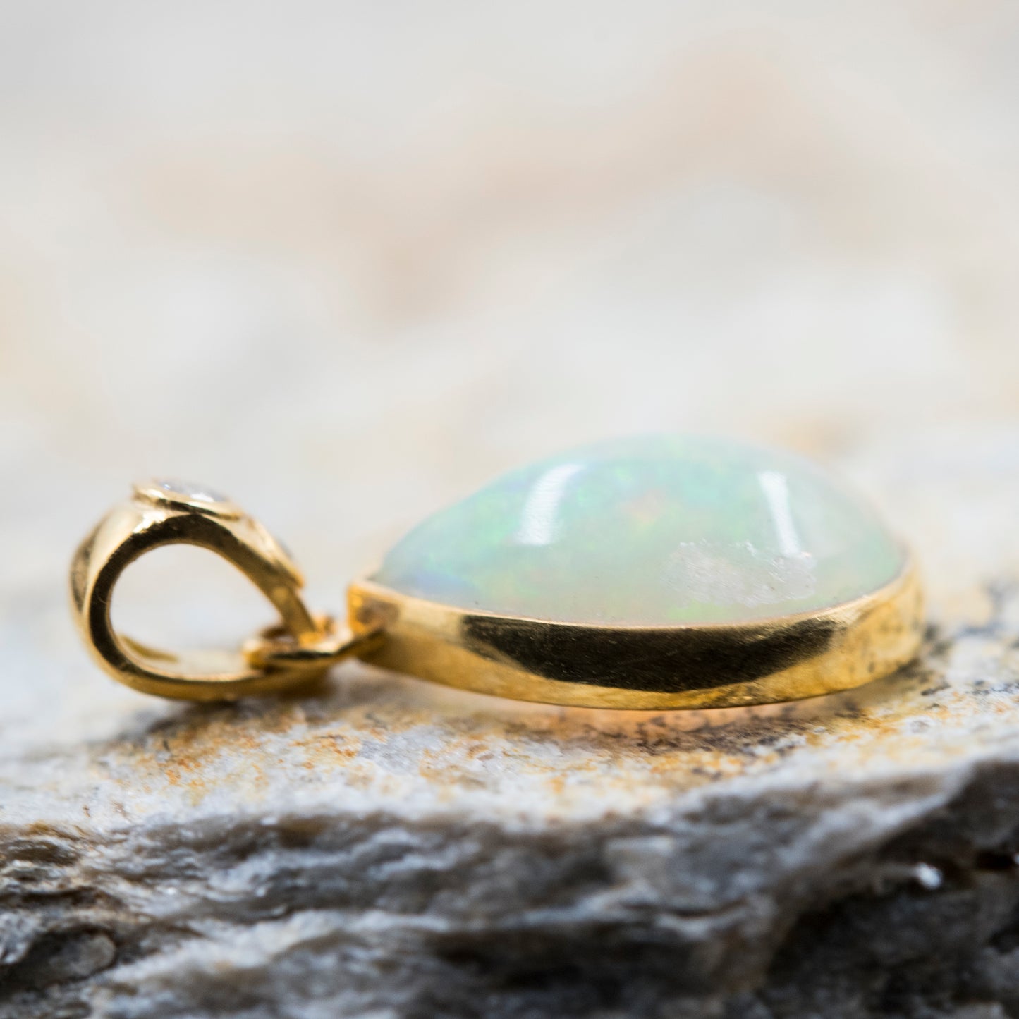 14 Karat Gold | Ethiopian Opal & Diamond Pendant