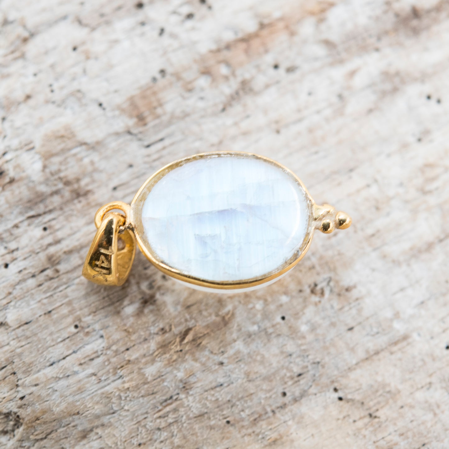 14 Karat Gold | Rainbow Moonstone & Diamond Pendants
