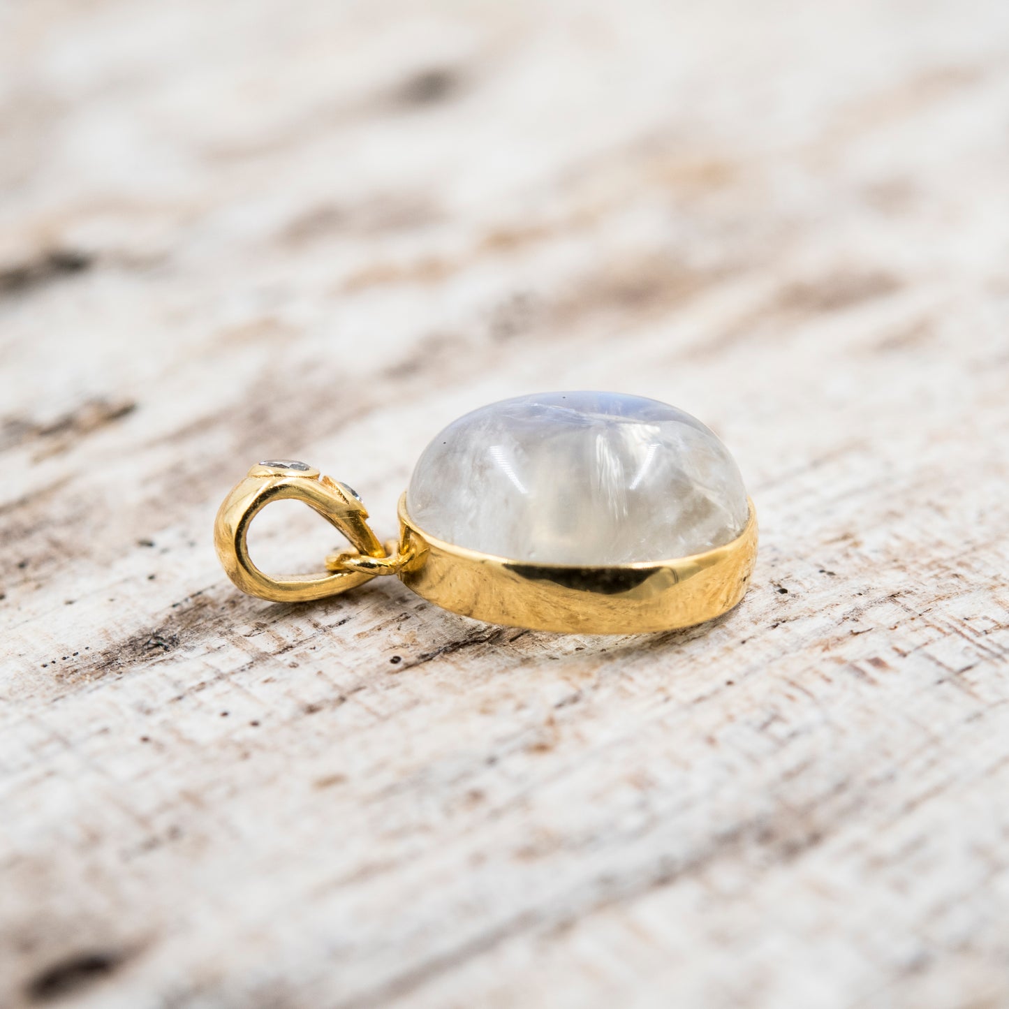 14 Karat Gold | Rainbow Moonstone & Diamond Pendants