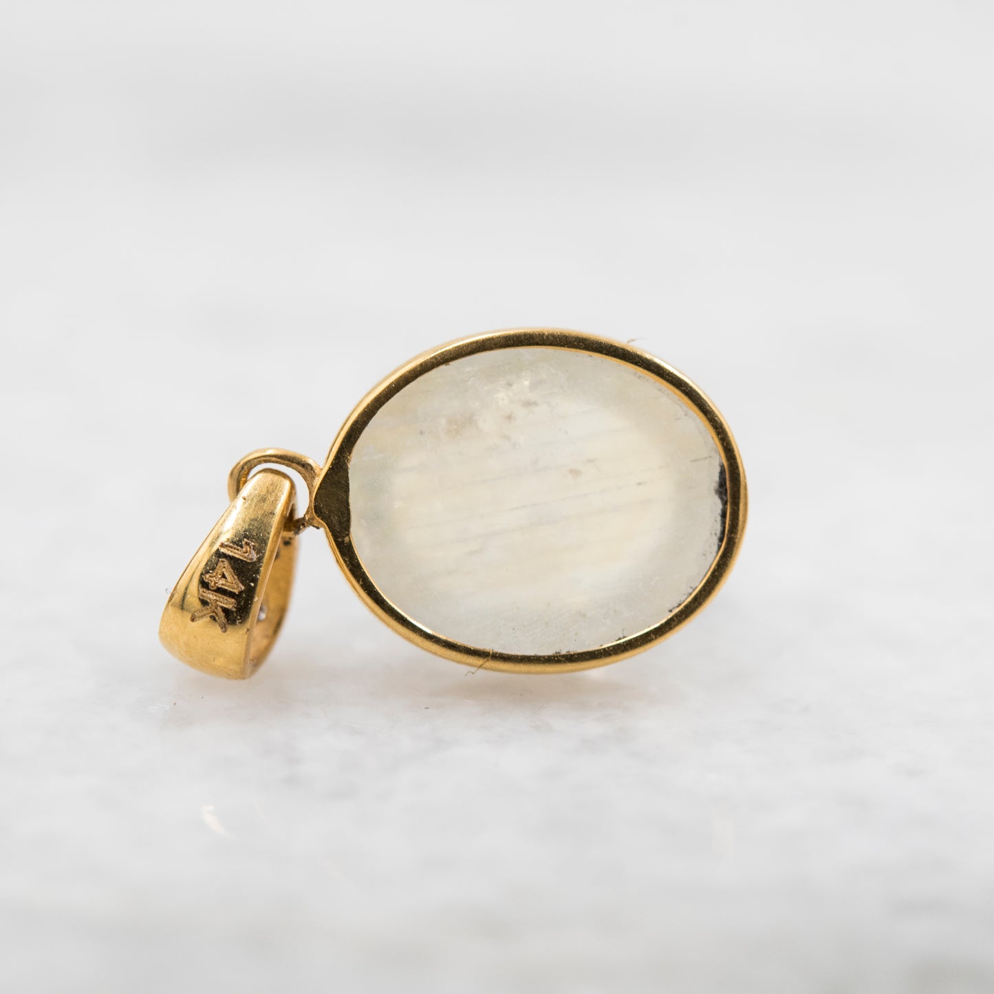 14 Karat Gold | Rainbow Moonstone & Diamond Pendants