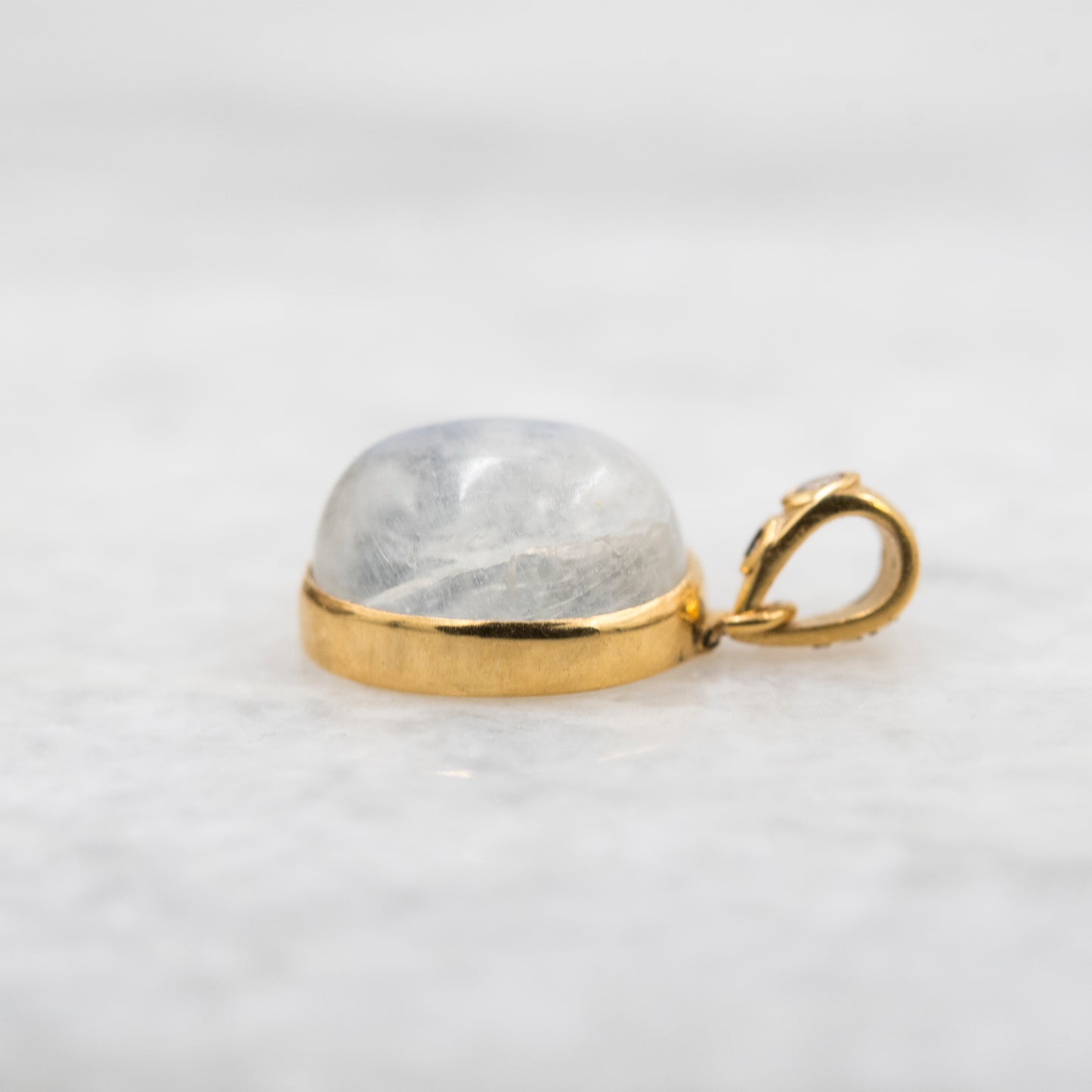 14 Karat Gold | Rainbow Moonstone & Diamond Pendants