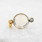 14 Karat Gold | Rainbow Moonstone & Emerald Pendant