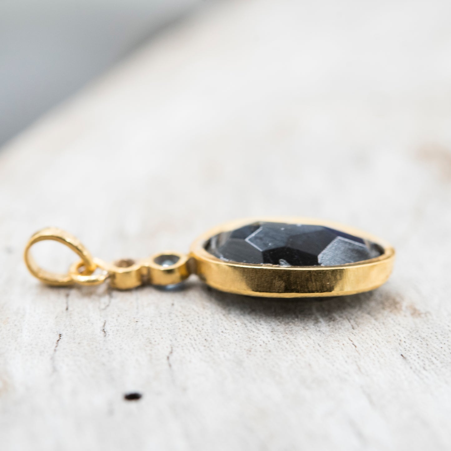 14 Karat Gold | Labradorite & Sapphire Pendant