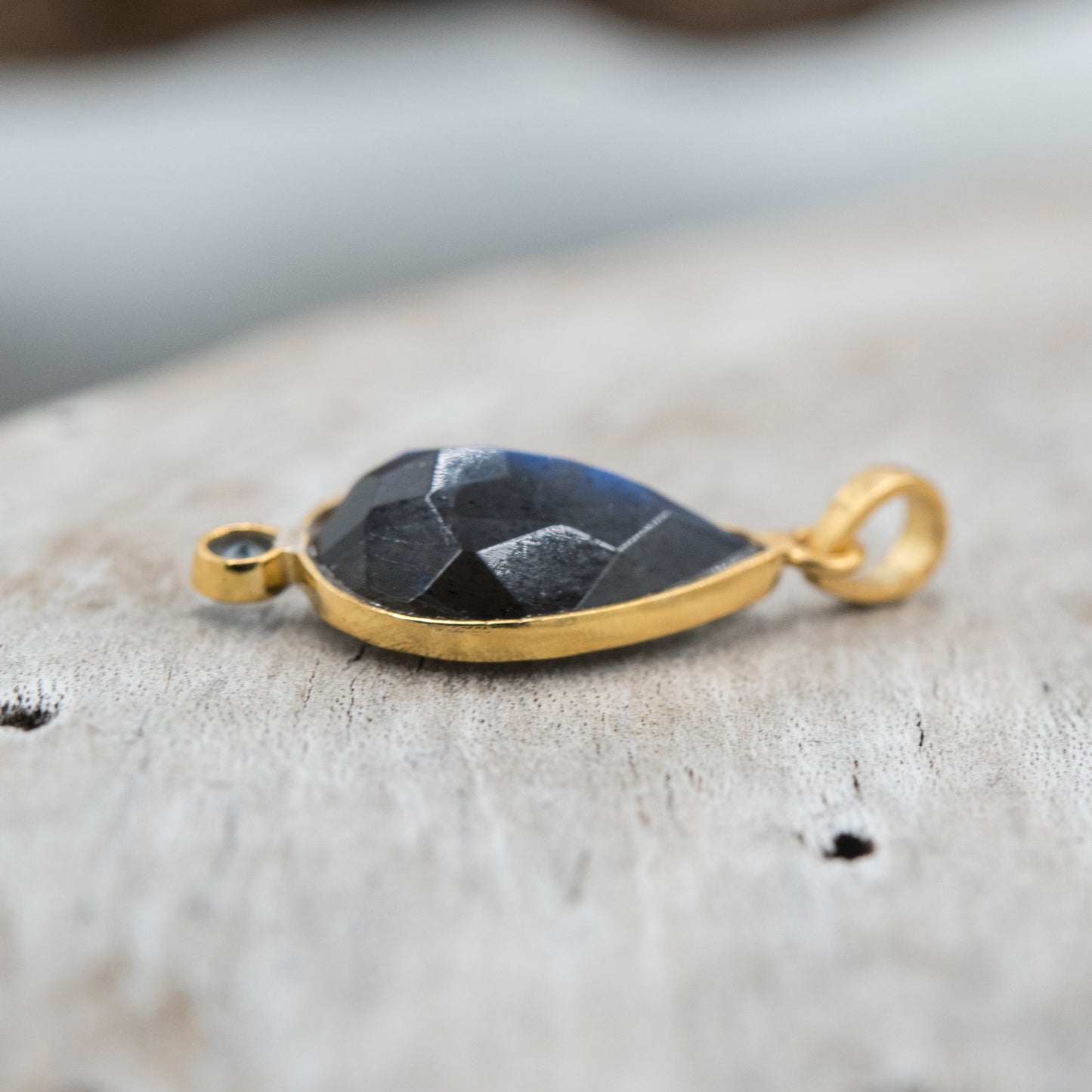 14 Karat Gold | Labradorite & Sapphire Pendant