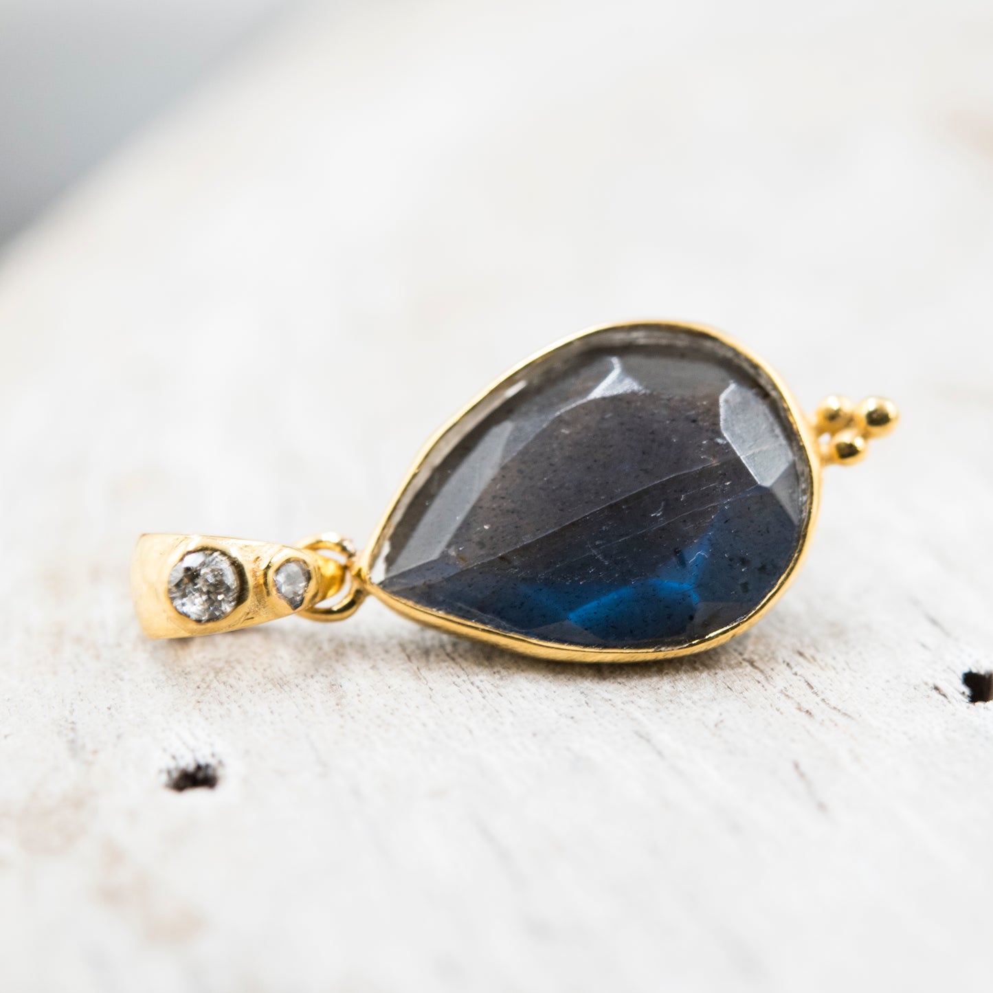 14 Karat Gold | Labradorite & Diamond Pendants