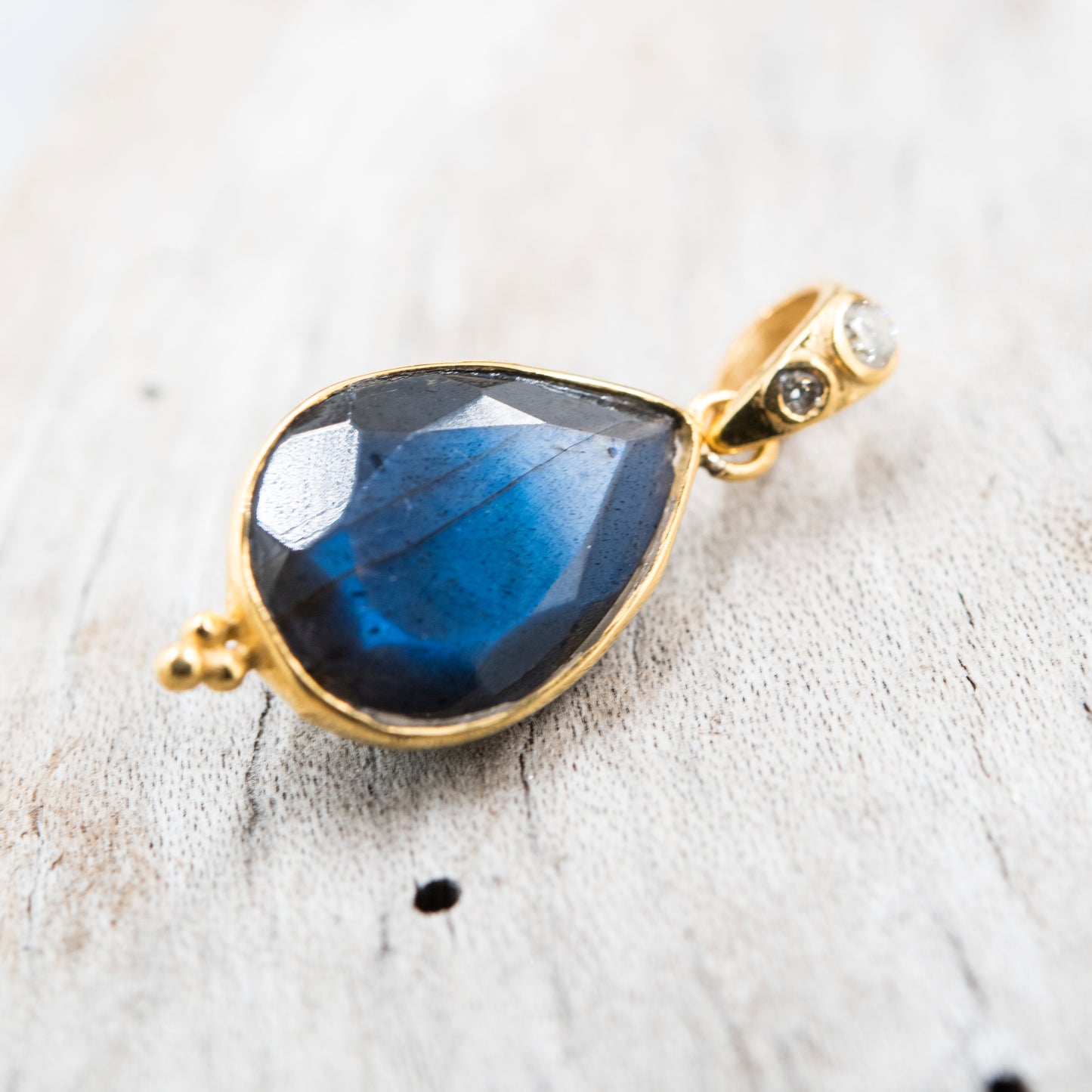 14 Karat Gold | Labradorite & Diamond Pendants