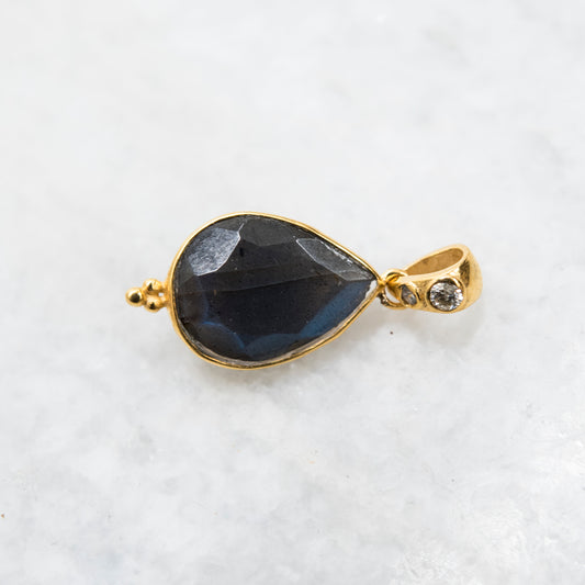 14 Karat Gold | Labradorite & Diamond Pendants