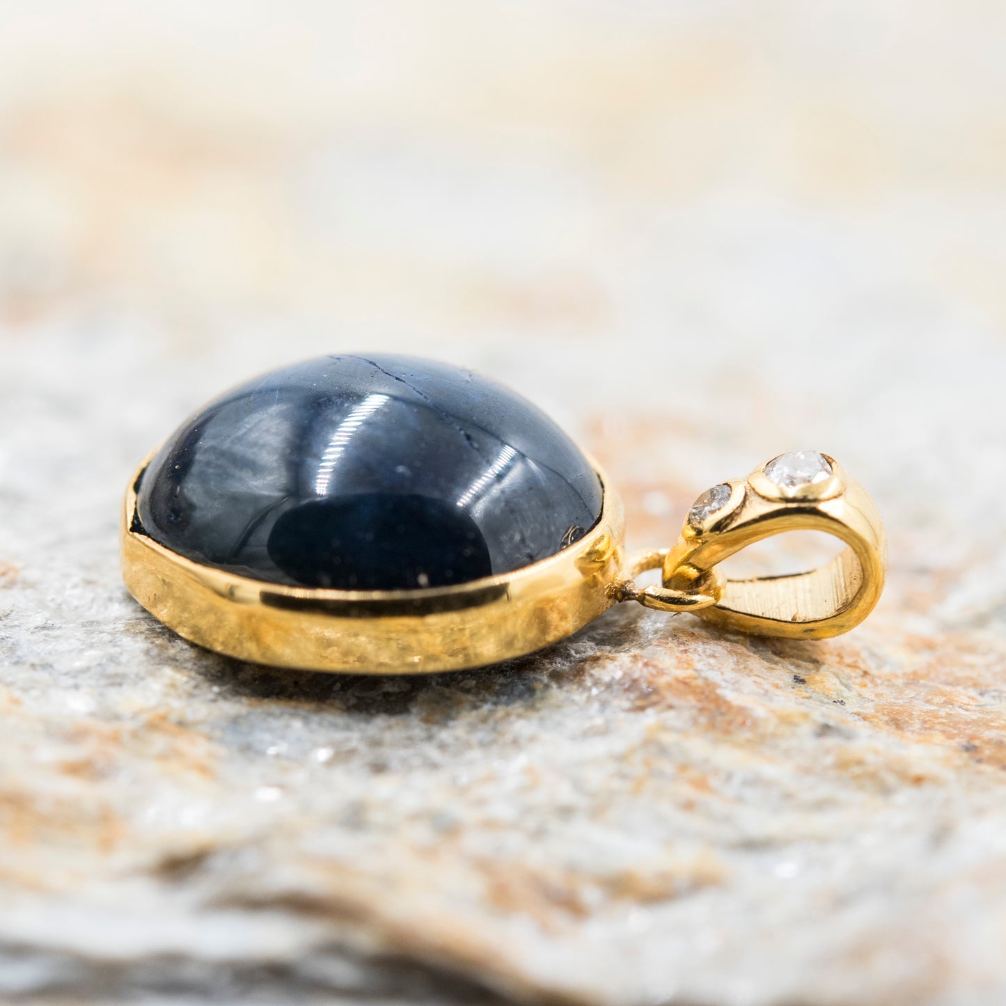 14 Karat Gold | Star Sapphire & Diamond Pendant