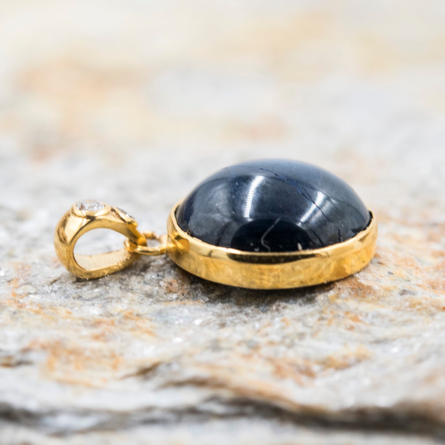 14 Karat Gold | Star Sapphire & Diamond Pendant