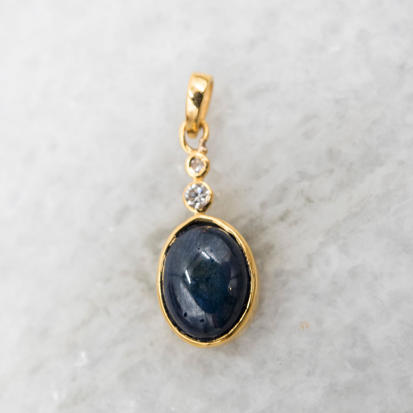 14 Karat Gold | Star Sapphire & Diamond Pendant
