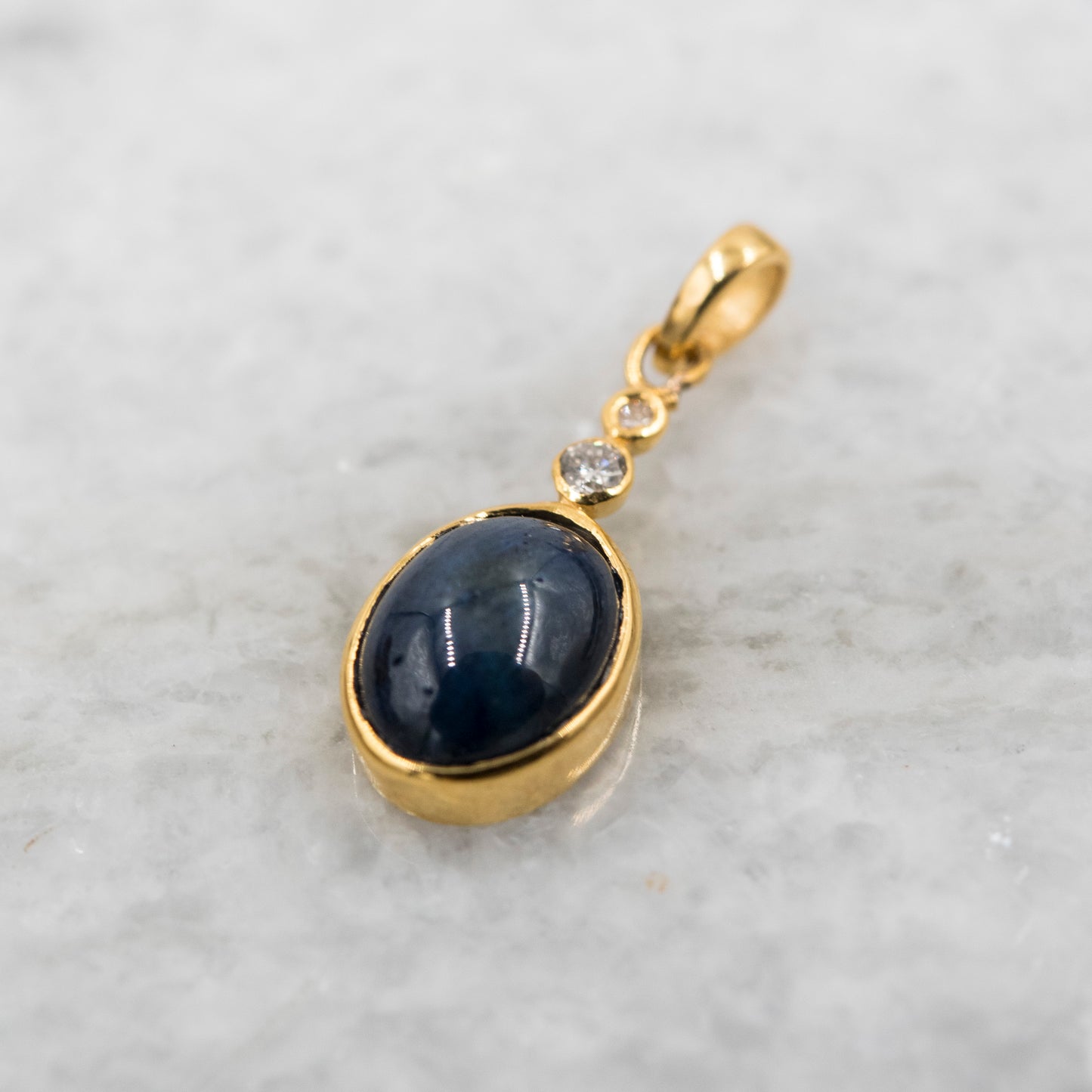 14 Karat Gold | Star Sapphire & Diamond Pendant