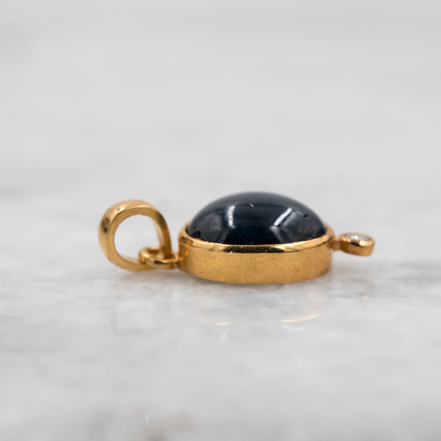 14 Karat Gold | Star Sapphire & Diamond Pendant