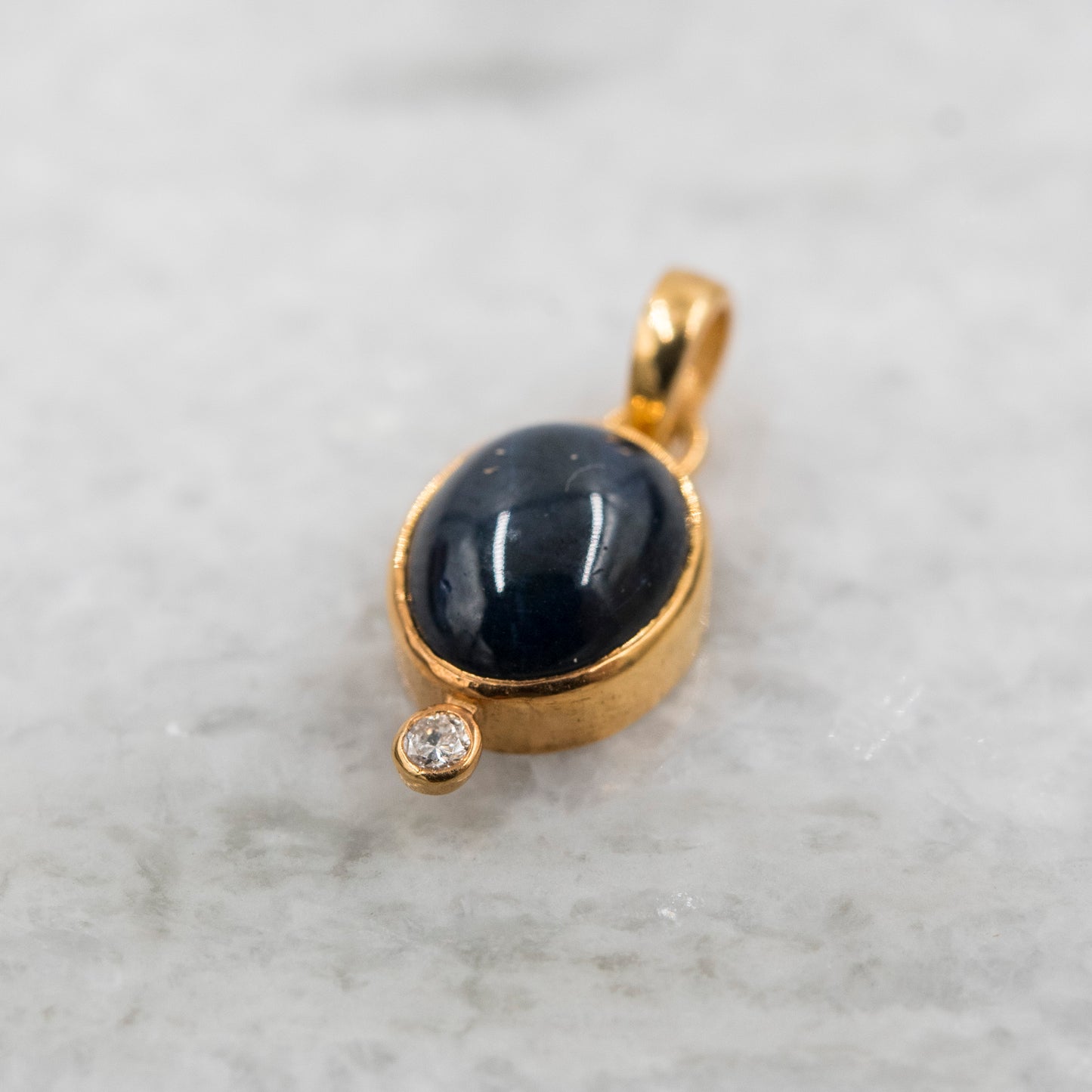 14 Karat Gold | Star Sapphire & Diamond Pendant
