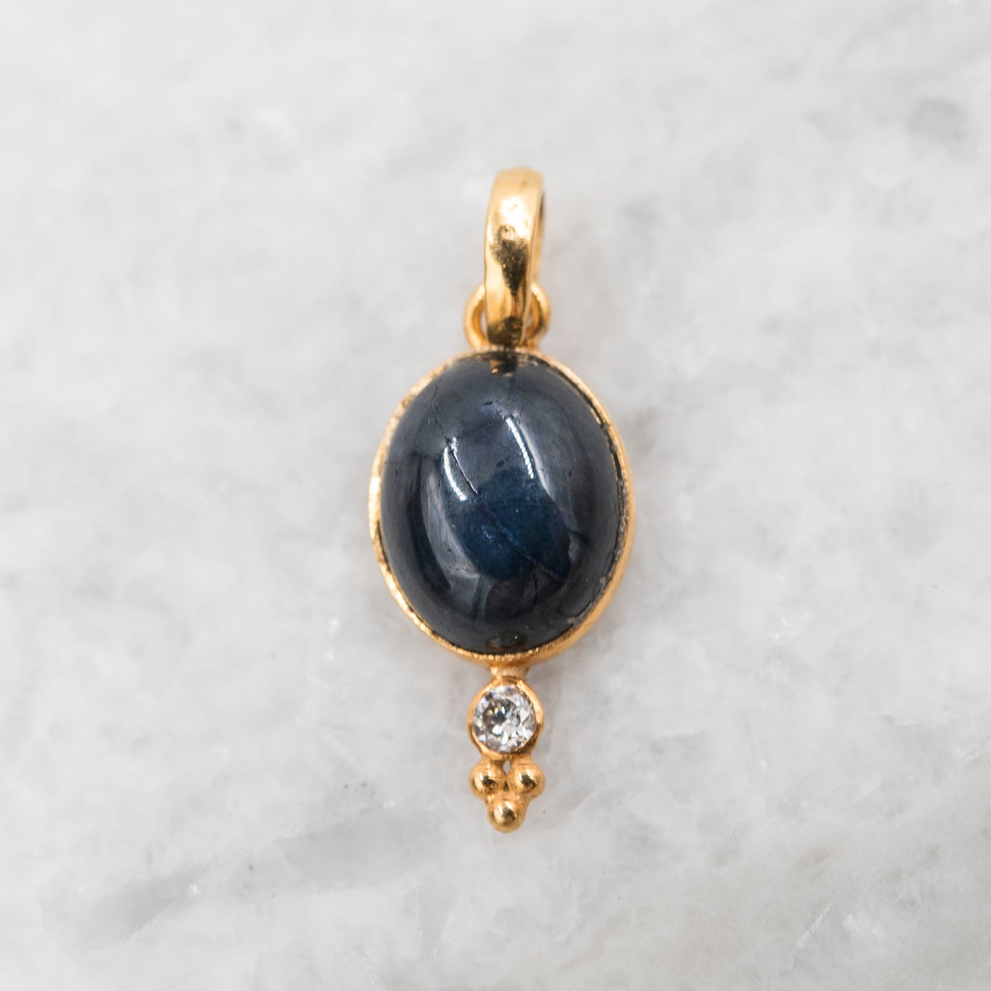 14 Karat Gold | Star Sapphire & Diamond Pendant