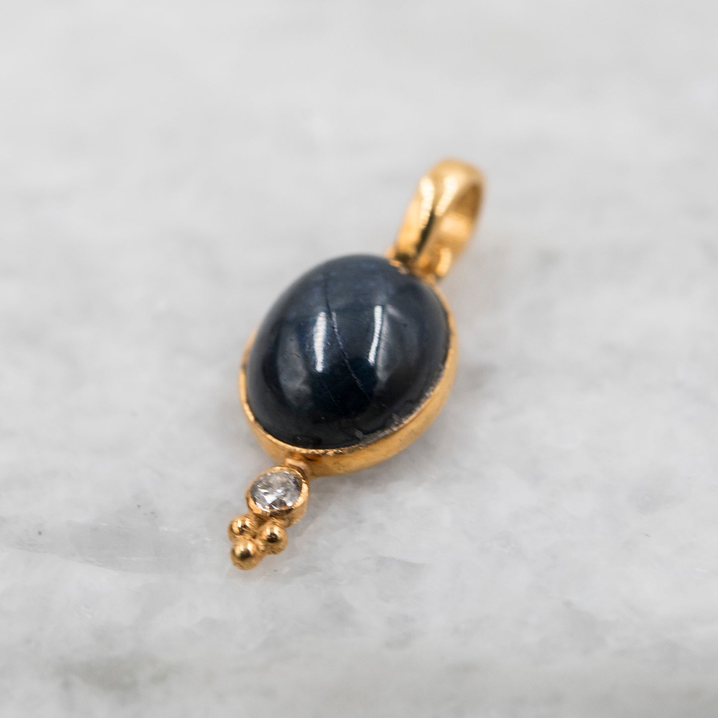 14 Karat Gold | Star Sapphire & Diamond Pendant