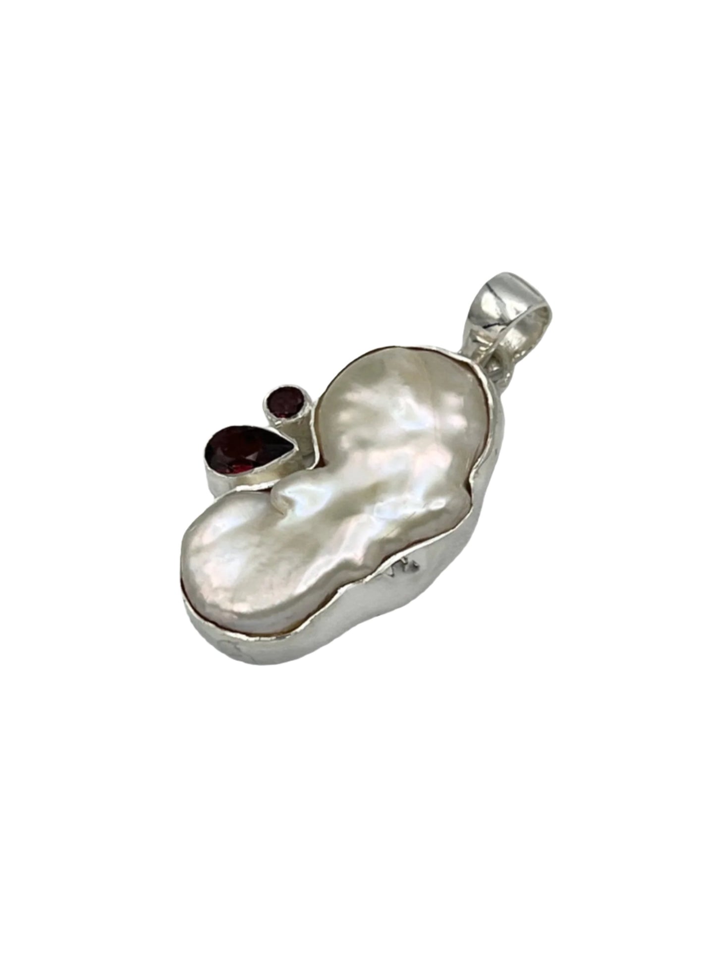 Sterling Silver Pearl & Garnet Pendants