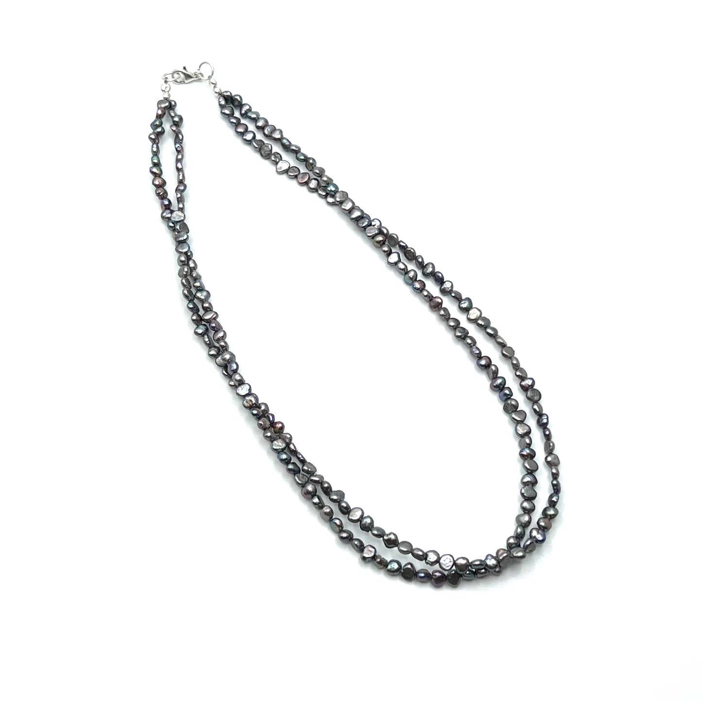 Sterling Silver Multi Strand Pearl Necklace
