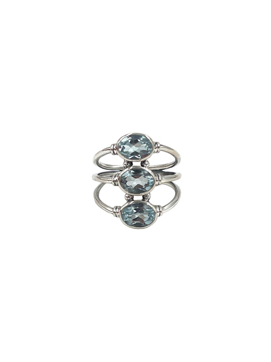 Triple Oval Blue Topaz Ring