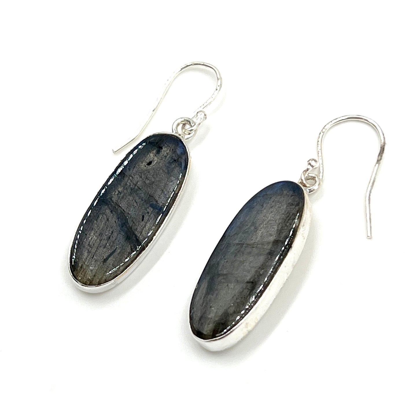 Sterling Silver Oval Labradorite Earrings