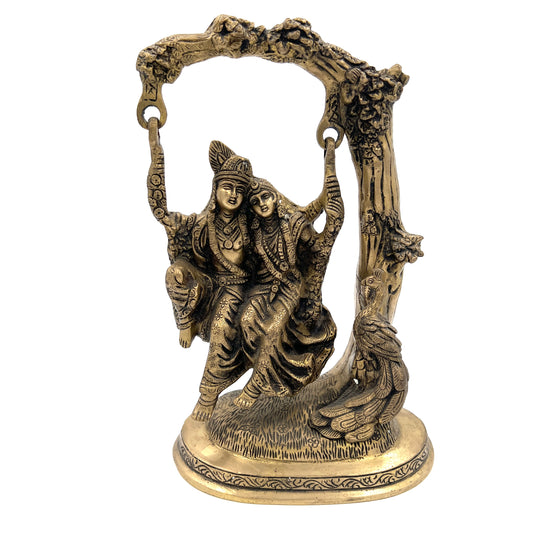 Hand Finished Brass Krishna and Radha Statue