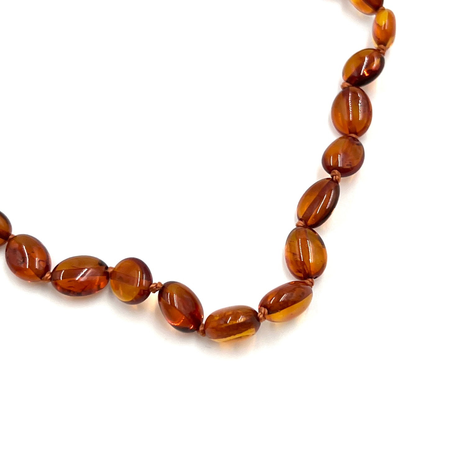 Hand Knotted Amber Baby Teething Necklaces Honey Oval