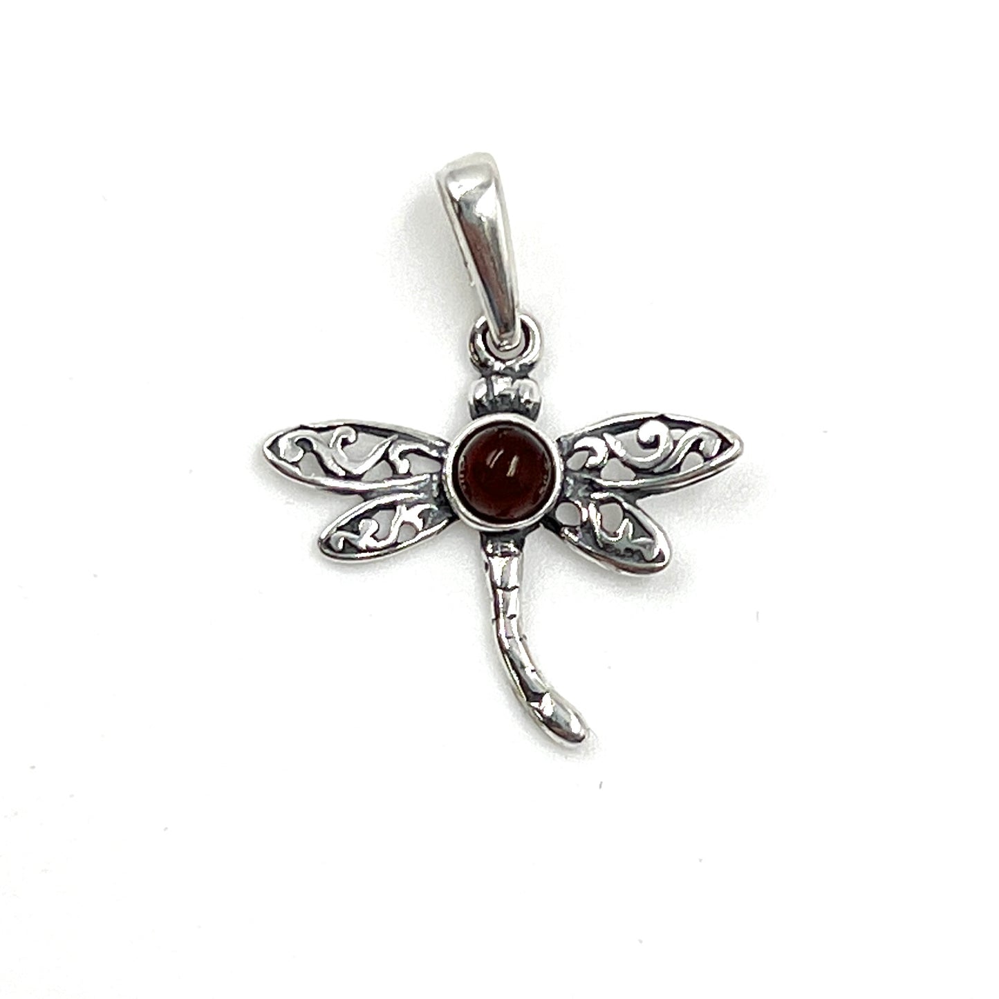 Sterling Silver Amber Dragonfly Pendants