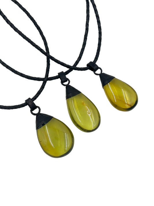 Green Amber Drop Necklace