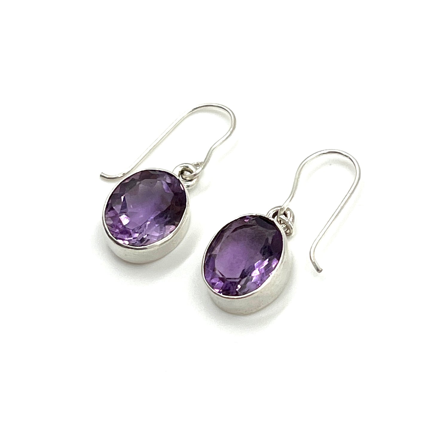 Sterling Silver Faceted Amethyst Earrings