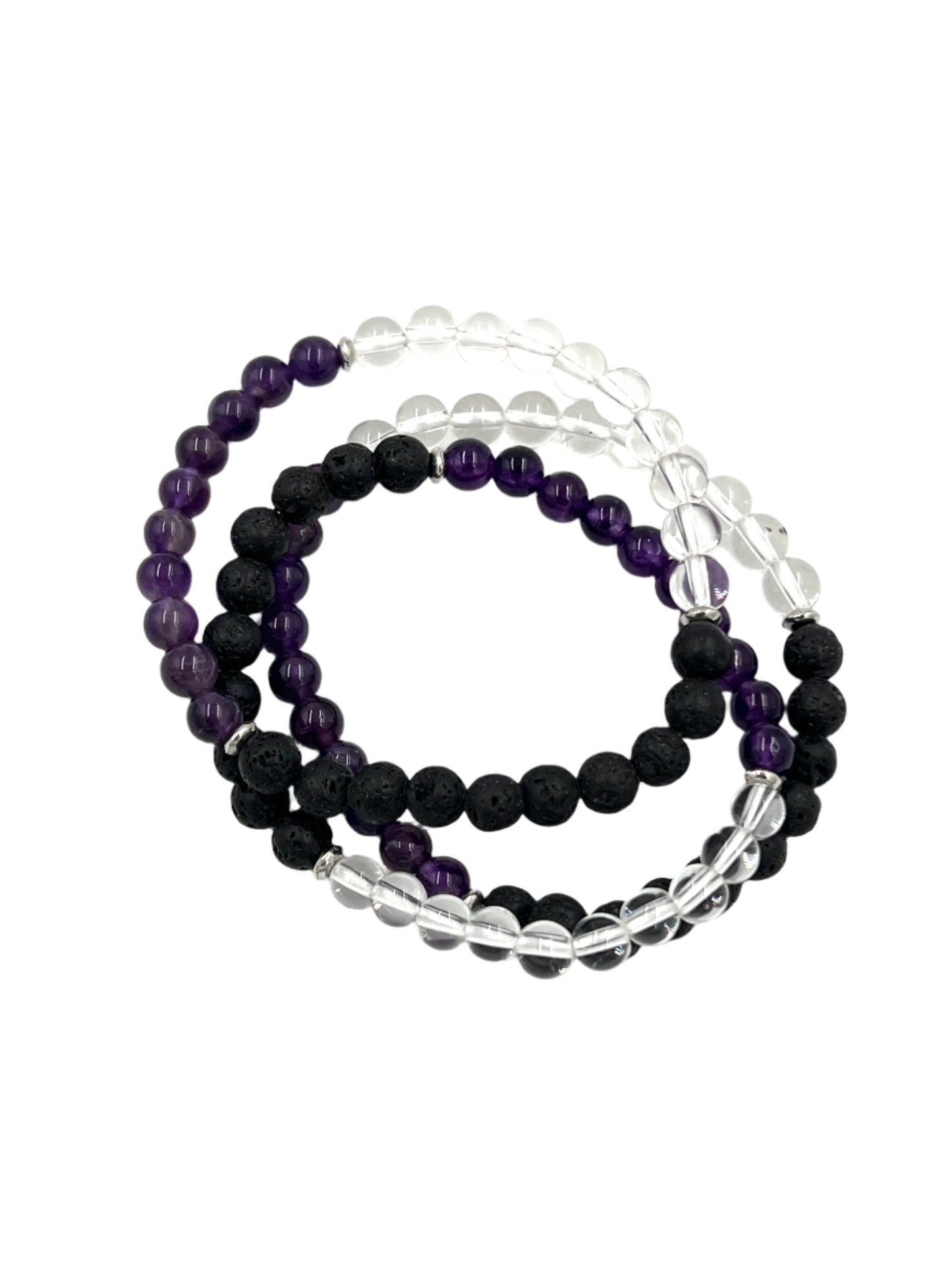 Amethyst & Lava Stone Stretchy Bracelets