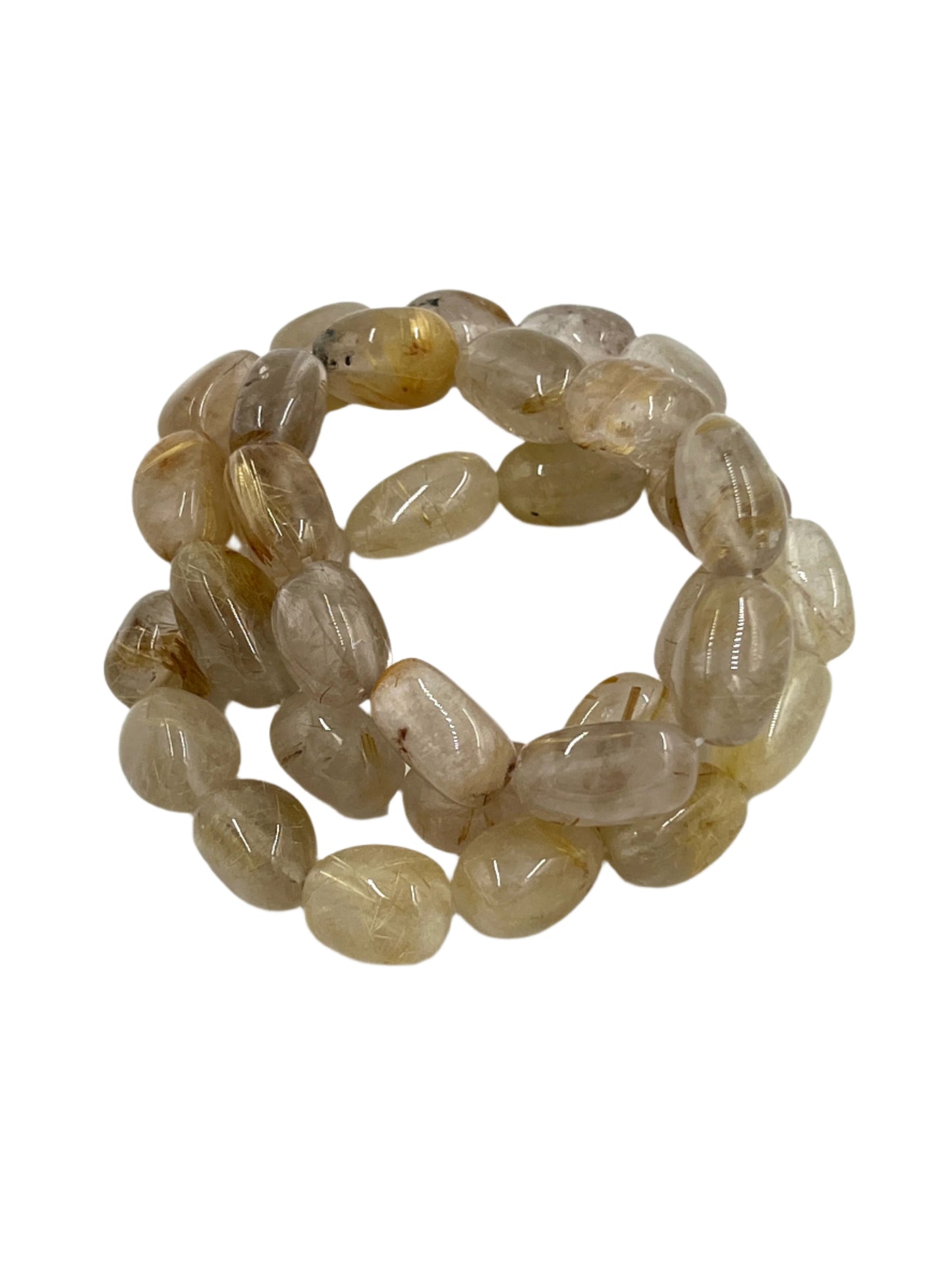 Gold Rutilated Clear Quartz Stretchy Bracelets