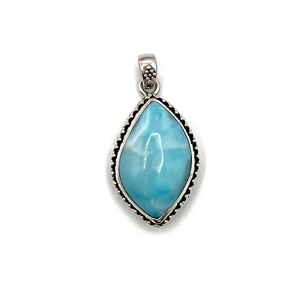 Sterling Silver Beaded Larimar Freeform Pendants