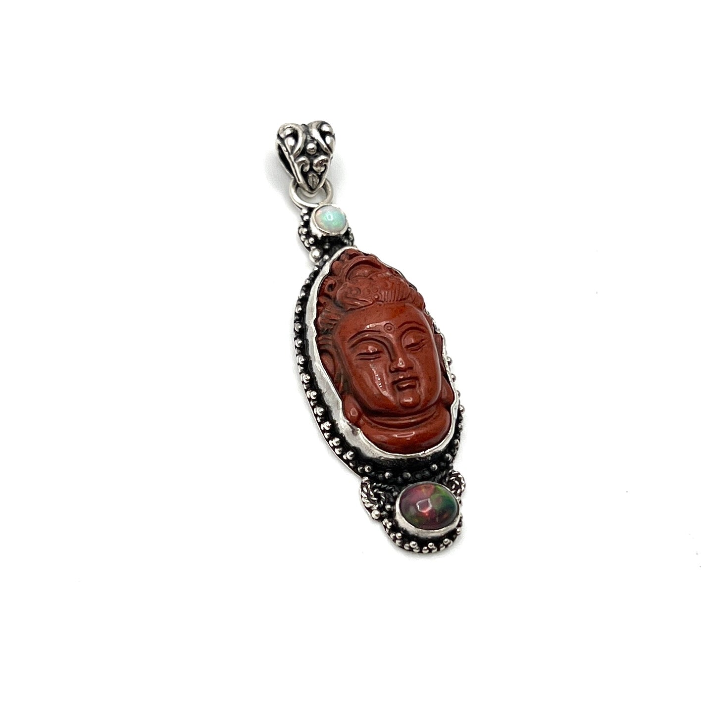 Red Jasper & Opal Quan Yin Pendants