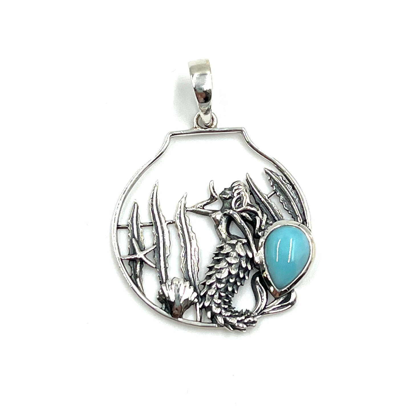 Sterling Silver Mermaid Larimar Pendants