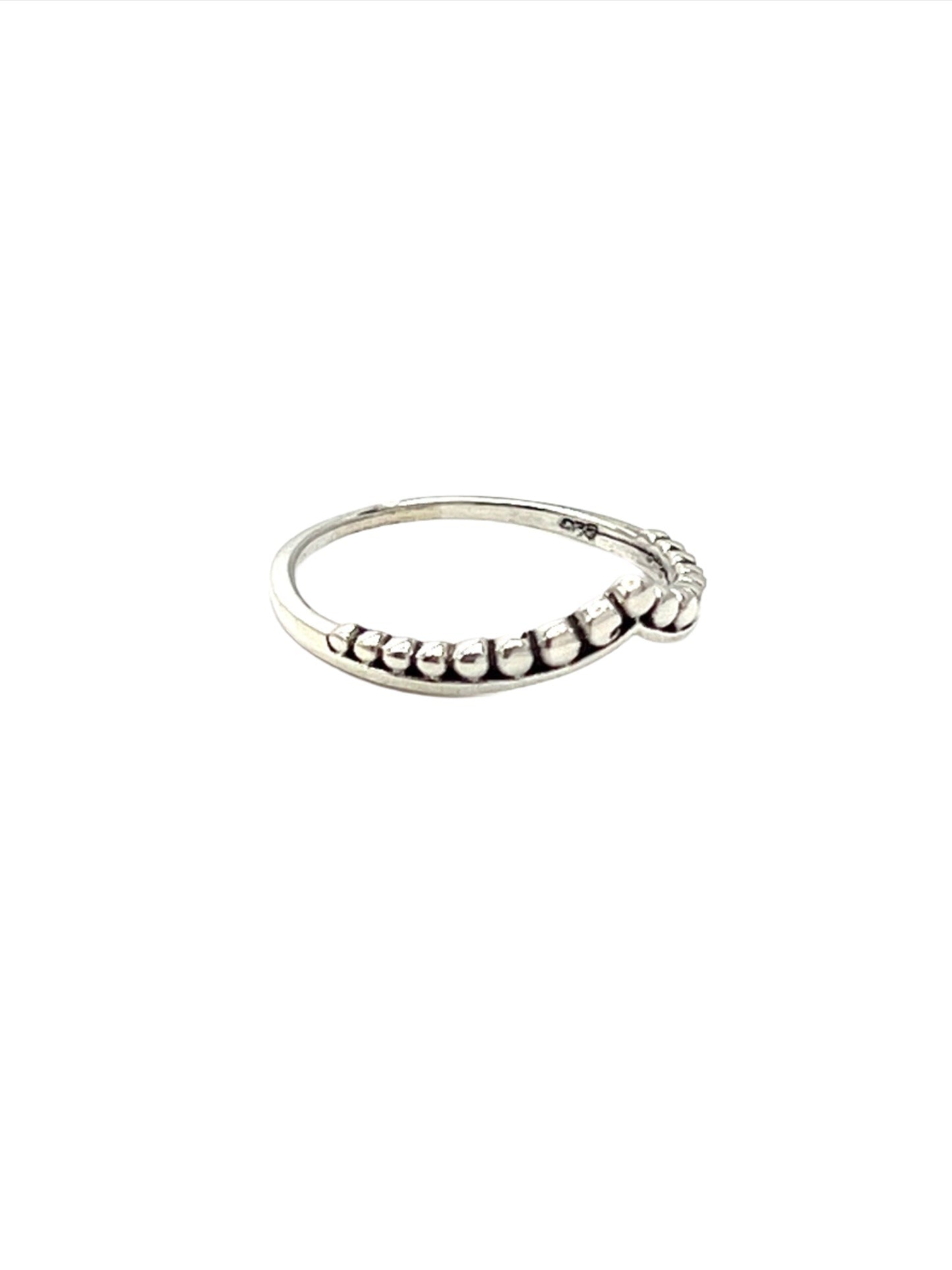 Sterling Silver Beaded Chevron Ring