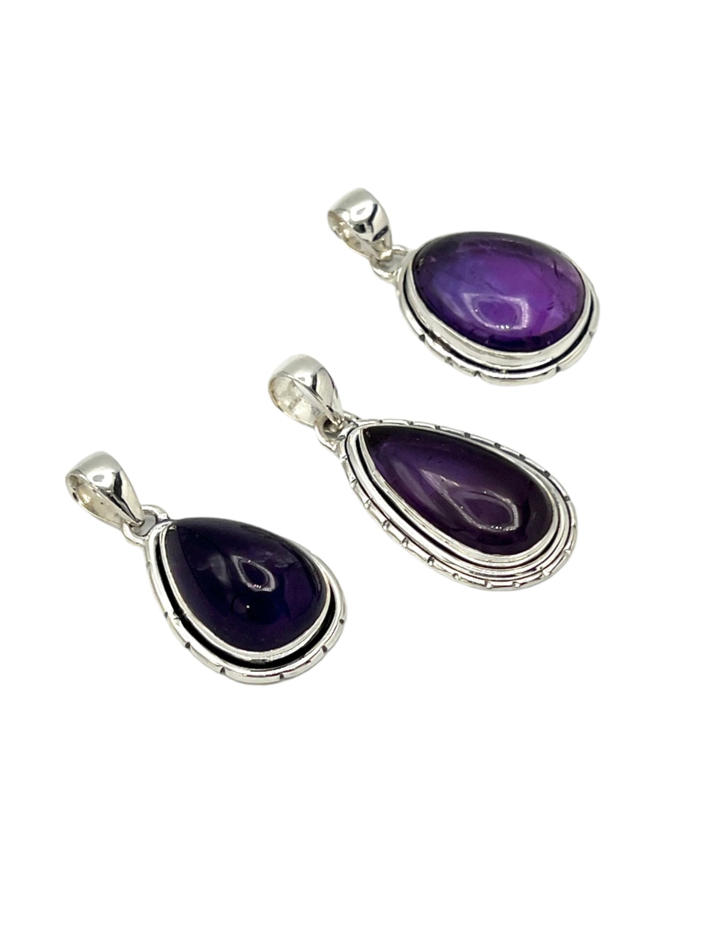 Sterling Silver Teardrop Amethyst Pendants