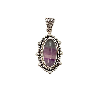 Sterling Silver Beaded Long Oval Pendants