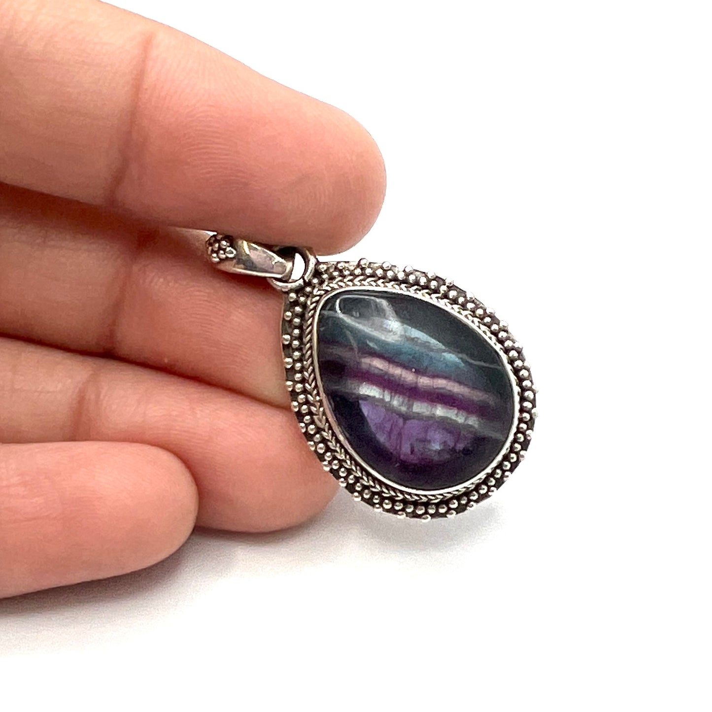 Sterling Silver Fluorite Teardrop Pendants