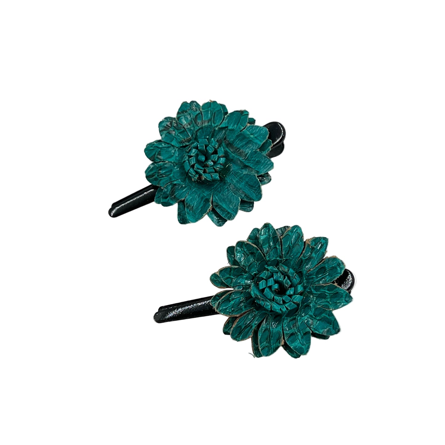 Leather Flower Hair Clips